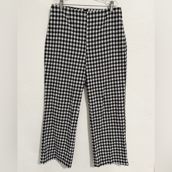 Wayf Pants - WAYF Gingham Crop Flare Pants Womens Medium Mid Rise Stretch